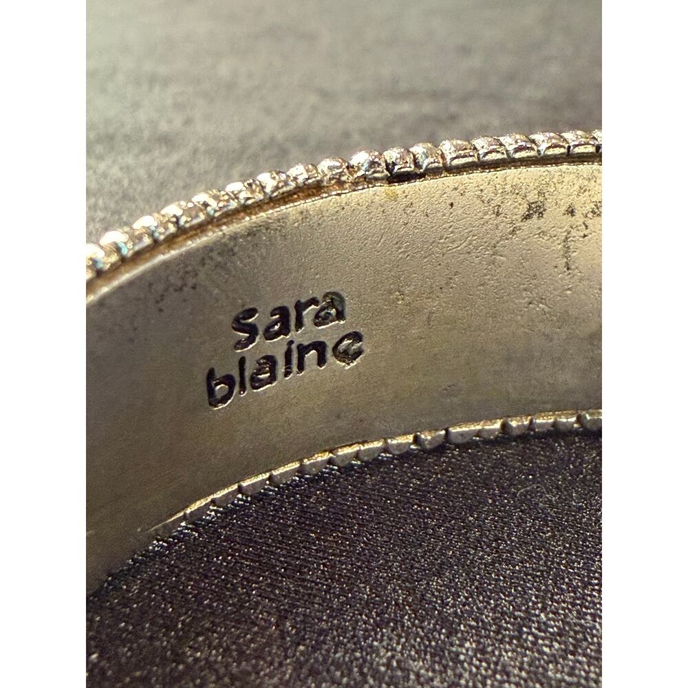 Vintage Sara Blaine cuff bracelet featuring intricate scrollwork in silver tone - Picture 7 of 10